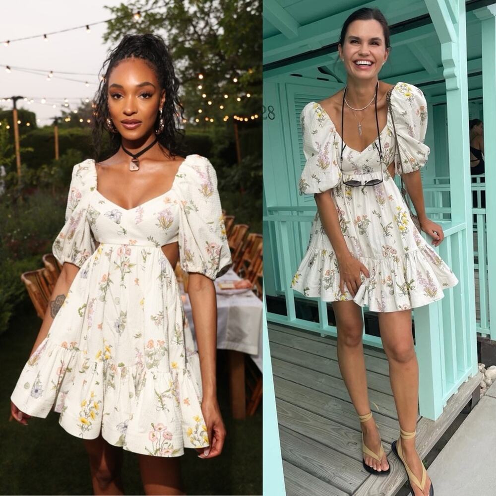 ZIMMERMANN Jeannie Blooming Floral Cut-out Open Back Fit & Flare Mini Dress